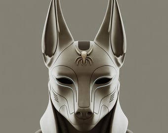 Cyber Anubis Head Bust 3D Print Model – STL/OBJ Files – Egyptian Sci-Fi Decor Figure