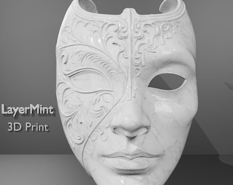 Ornamental Half Mask STL | 3D Print Cosplay, Gothic Decor (Digital Download)