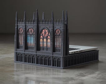 Gothic Cathedral Desk Organizer with Drawer, Fantasy STL File (3D Printable Digital Download)