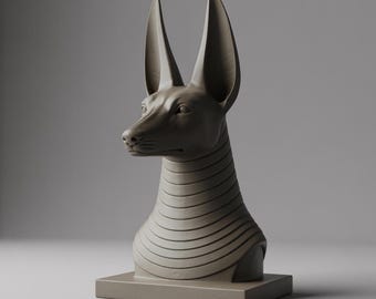 3D Printable Anubis Bust | Egyptian Jackal Statue (STL, OBJ)
