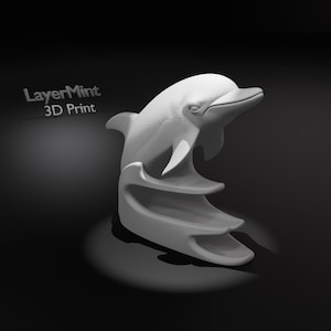 Delfin skrivbordsorganisatör STL-fil, 3D-utskrivbar förvaringshylla med havstema, dekormodell med marint liv för funktionella skrivbordstillbehör