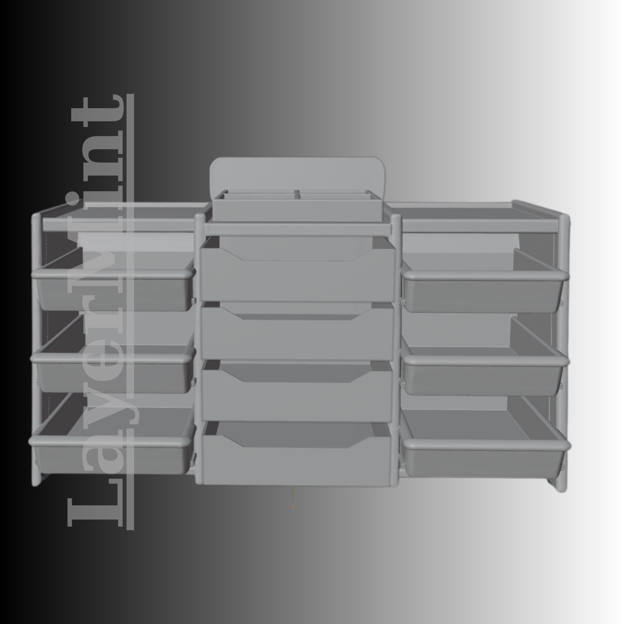Large Modular Desk Organizer With Drawers and Side Trays 3D Printable