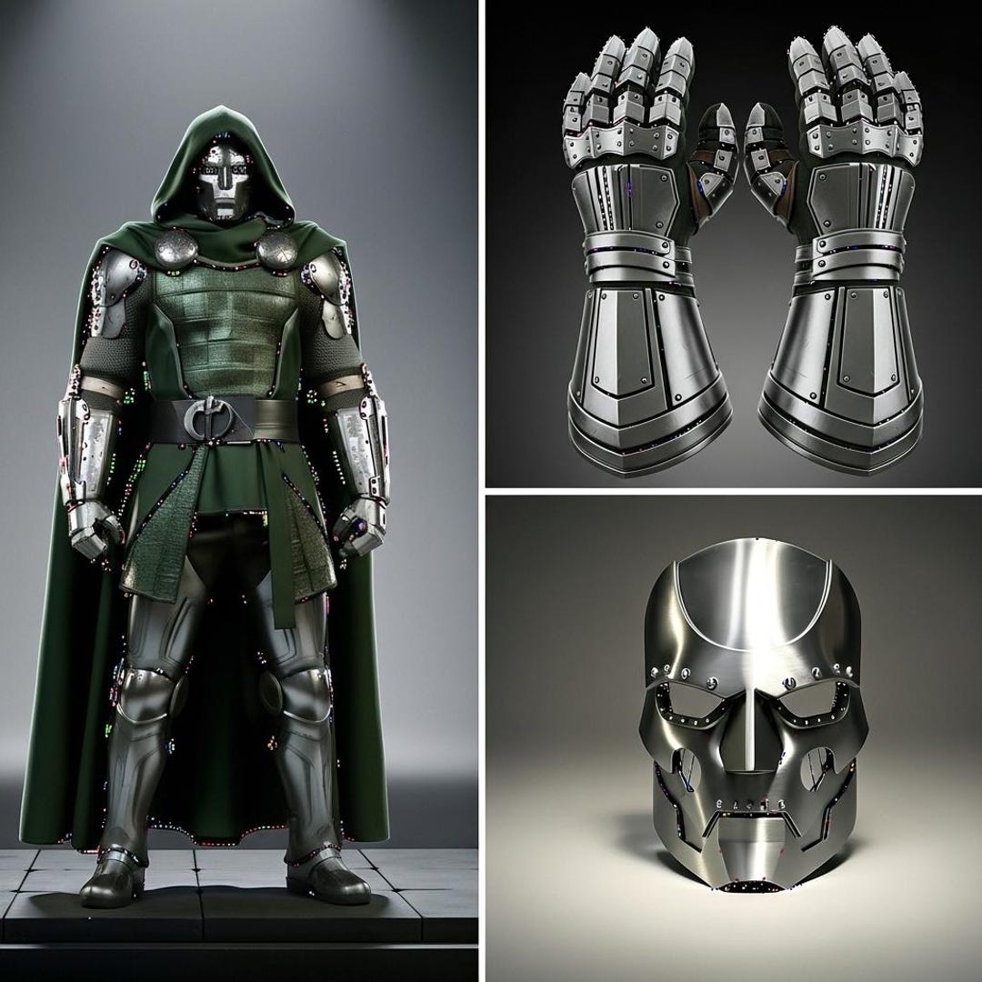 Doctor Doom Inspired Armor Set STL File Mask Helmet Gauntlets Figure 3D doctor-doom-inspired-armor-set-stl-file-mask-helmet-gauntlets-figure-3d