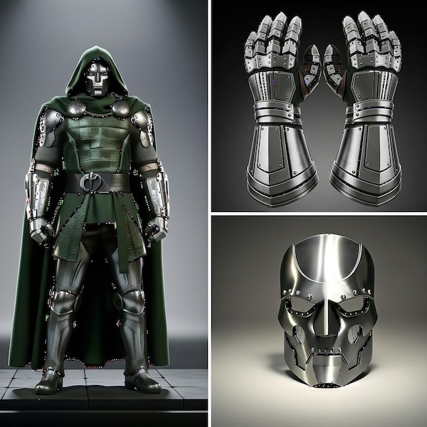 Doctor Doom Inspired Armor Set STL File Mask Helmet Gauntlets Figure 3D Print Bundle Digital Download