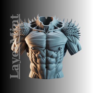 Spiked Demon Armor Torso STL File - Hochdetaillierte Fantasy Fantasy Brustplatte mit Schulter Spikes für 3D Druck Cosplay Requisiten