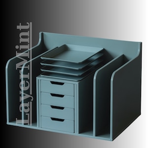 Modular Desk Organizer, 3D Printable, STL & OBJ File, Office Storage, Drawer Shelf, Digital Download, Home Office Accessory