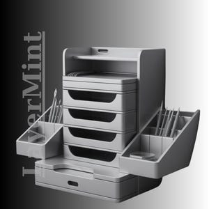 Modular Desk Organizer STL | Multi-Drawer Storage System 3D Print File | Pen Holder Shelf with OBJ Format