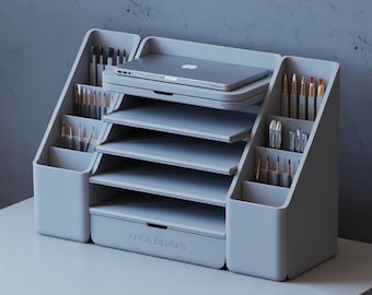 3D Printable Desk Organizer: Multi-Layer Storage, STL File