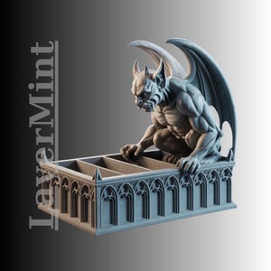Gothic Gargoyle Desk Organizer STL – Fantasy Creature pennenhouder, op gotische architectuur geïnspireerde 3D-afdrukbestand voor decoratie thuis en op kantoor
