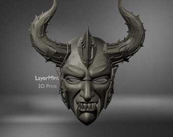 Dämonischer Gehörnter Helm STL, Fantasy Cosplay Maske (Digitaler Download)