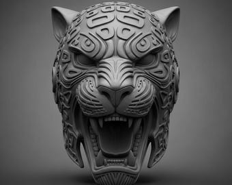 Jaguar Helm STL Datei für 3D Druck Tribal Krieger Maske Dekoratives Modell Download