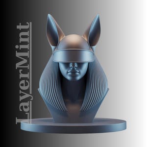 Cyber Anubis Girl Bust STL File – Futuristic Egyptian Jackal Woman 3D Print Model for Home Decor, Art Display or Collector Shelf