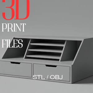 Modular Desk Organizer, 3D Printable, STL & OBJ File, Office Storage, Drawer Shelf, Digital Download, Home Office Accessory