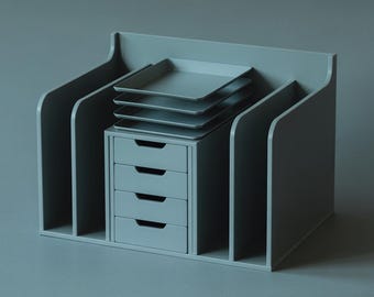 Modulär skrivbordsorganisatör, 3D-utskrivbar, STL- och OBJ-fil, kontorsförvaring, lådhylla, digital nedladdning, tillbehör till hemmakontoret