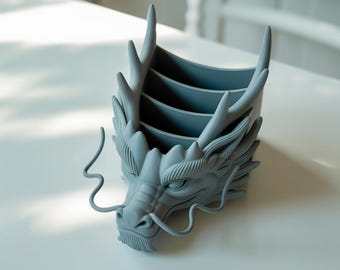 3D Printable Dragon Head Desk Organizer STL File, Fantasy Decor Model