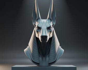 Anubis Bust 3D Print Model – Egyptian Jackal God Statue (STL & OBJ Digital Download)