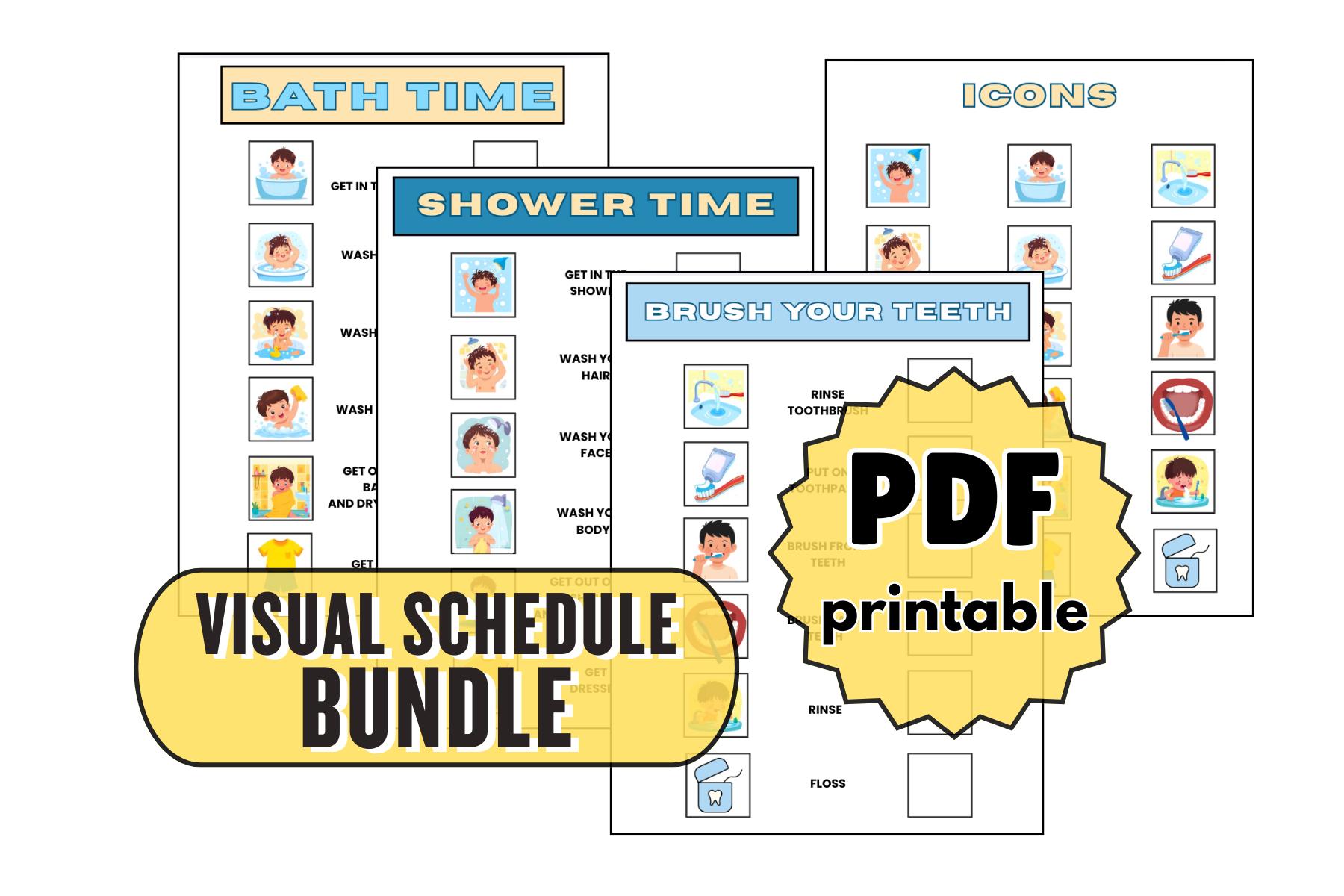 Visual Schedule Bundle | Bathroom Routines, Autism, ADHD Support (PDF ...