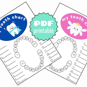 Graphique dentaire | Graphique de la fée des dents | Imprimable à dents mobiles | Suivi des dents manquantes | Graphique dentaire | Tableau des dents perdues | Téléchargement instantané | PDF