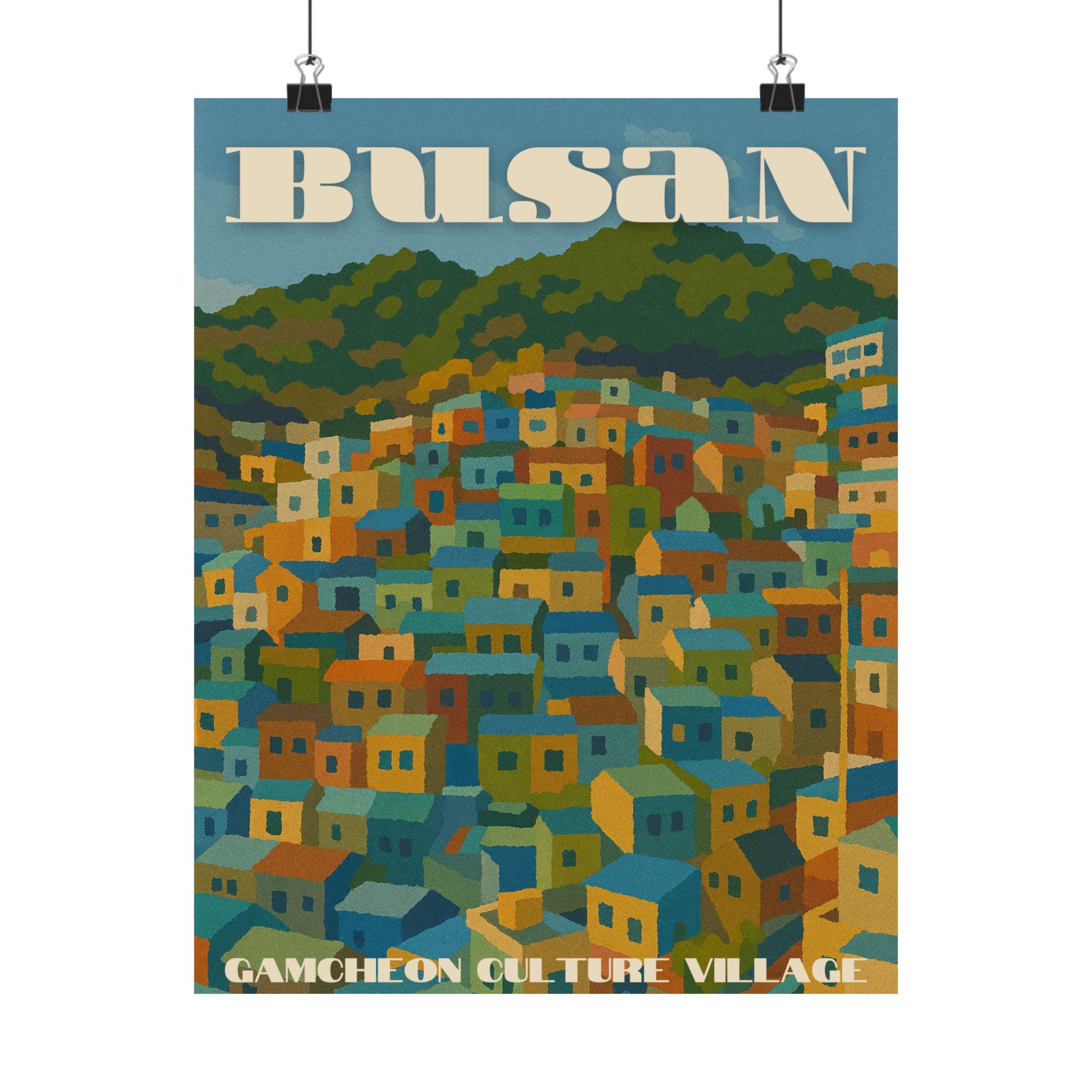 Colorful Busan Vertical Posters Gamcheon Village - Whimsical Wall Art, Korean Cityscape, Home Decor, Travel Enthusiast Gift, Art Print