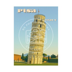 Vintage reisposter Pisa, Italië - digitale download