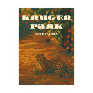 Conjunto de cartões postais de viagem - Design vintage de leopardo do Parque Kruger, África do Sul, Saudações exclusivas, cartões de arte colecionáveis, papelaria com tema de natureza