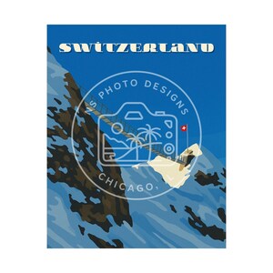 Carte postale de voyage vintage Suisse Alpes suisses montagne - téléchargement numérique
