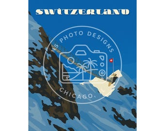 Carte postale de voyage vintage Suisse Alpes suisses montagne - téléchargement numérique