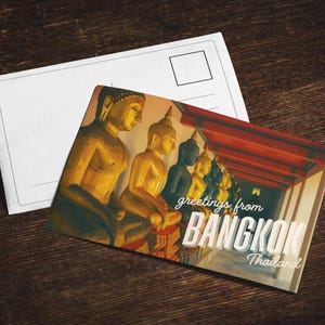 Künstlerische thailändische Postkarten, Grüße aus Bangkok, Reisegeschenke, Wohnkultur, Sammlerschreibwaren, einzigartige Souvenirs