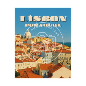 Vintage reisposter Lissabon Portugal - digitale download