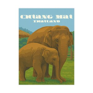 Pacote de cartões postais vintage de elefantes tailandeses, arte fofa de animais, conjunto de cartões comemorativos, lembranças de viagem, perfeito para crianças, ecológico