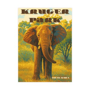 Pacote de cartões postais vintage do Parque Kruger - 5 cartões exclusivos, cartões com tema de natureza, lembranças de viagem, papelaria ecológica