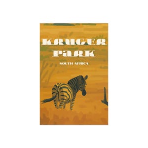 Kruger Park Zebra Fine Art Postkarten - Südafrika Wildtier-Kunst, Reise-Souvenirs, Geschenke für Naturliebhaber, Vintage-Stil Postkarten