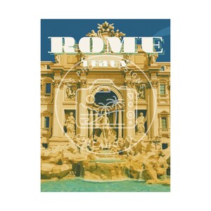 Cartaz de viagem vintage da Fontana di Trevi, Roma, Itália - Download digital
