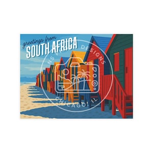 Zuid-Afrika strand vintage reiskaart - digitale download