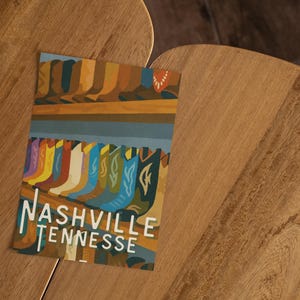 Postales coloridas de arte de Nashville, láminas de arte vintage, recuerdos de viaje, decoración del hogar, tarjetas de regalo