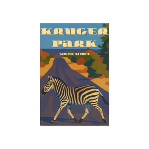 Cartoline artistiche del Parco Kruger, arte safari vintage, regali per gli amanti della natura, souvenir di viaggio, decorazioni con animali