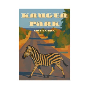 Cartões-postais de belas artes do Parque Kruger, arte vintage da vida selvagem, lembranças de viagem, decoração de safári africano, presentes exclusivos