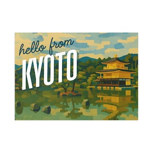 Hallo aus Kyoto, Goldener Tempel, Kunstpostkarten, Vintage-Reisedekor, künstlerische Schreibwaren, einzigartige Geschenke, Souvenirkarten