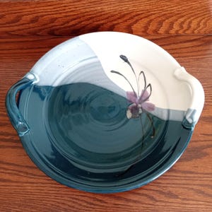 Large Studio Pottery Platter with Handles - Signed