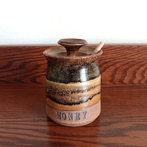 Studio Pottery "Honey" Pot Brown Glaze with Lid