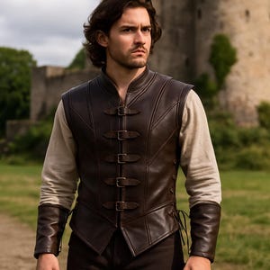 Handmade Medieval Leather Vest, Renaissance Faire Costume, Medieval vest , Steampunk Leather vest for Men, Cosplay vest