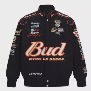 NASCAR Vintage Adult Racing Jacket Embroidered Bud jacket.