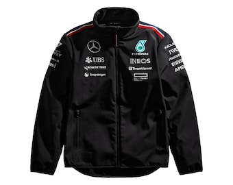 Mercedes AMG Petronas Mens 2024 Team Softshell Black Jacket