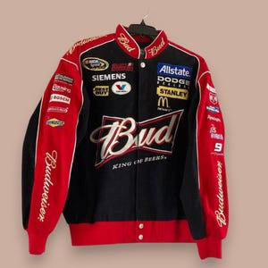 NASCAR Vintage Adult Racing Jacket Embroidered Bud jacket
