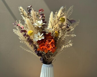 Dried Flower Bouquet with Vase, Neutral Rustic Floral Arrangement