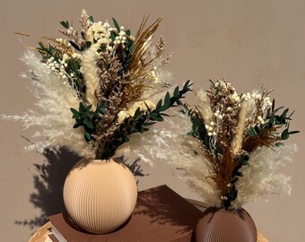 Neutral Dried Flower Centerpiece, Pampas Grass Arrangement, Beige Floral Arrangement, Rustic Home Decor, 3D Printed Vase Option