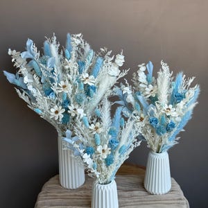 Celestial Blue Dried Flower Bouquet: Elegant Wedding Home Decor