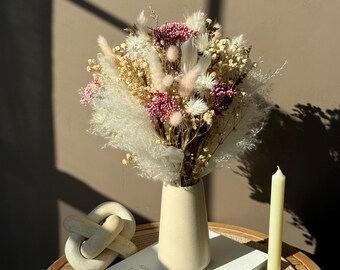 Cotton Candy Dried Flower Bouquet – Pastel Pink Floral Decor, Long-Lasting Arrangement
