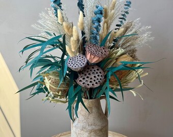 Dried Flower Centerpiece, Rustic Boho Decor, 3-Sided Arrangement, Neutral Home Decor, Whispering Dune