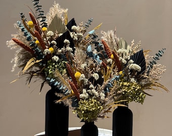 Dried Flower Bouquet in 3 Sizes | Pampas Arrangement | Preserved Flowers Decor | 3D Printed Vase Option
